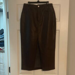 Express Dark Brown Faux Leather Skirt